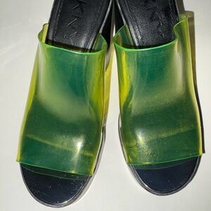 DKNY Green Mules with Translucent Design